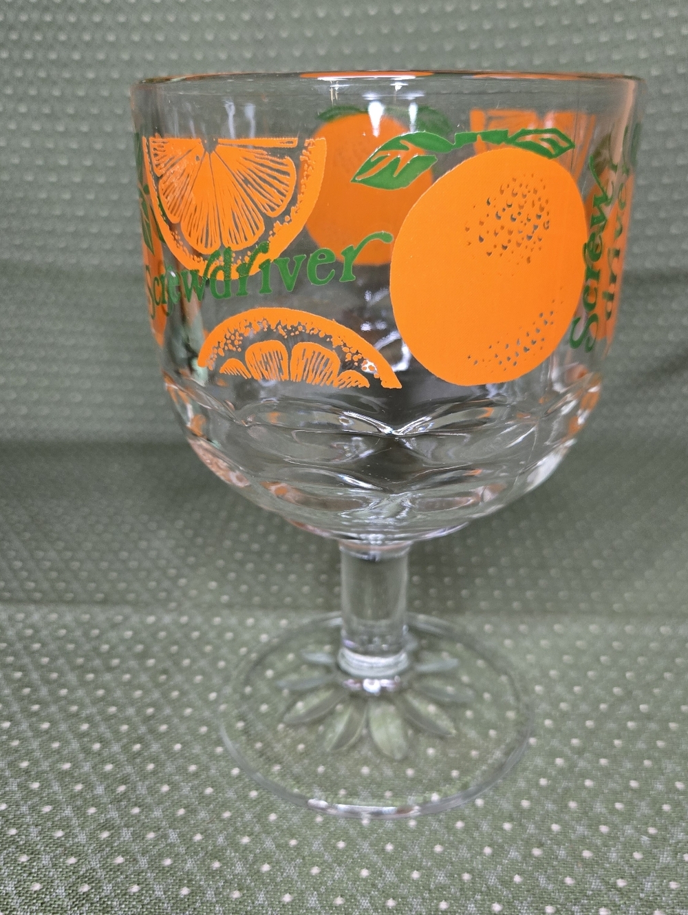 Vintage Screwdriver Cocktail Goblet With Orange Design - Picture 4 of 9